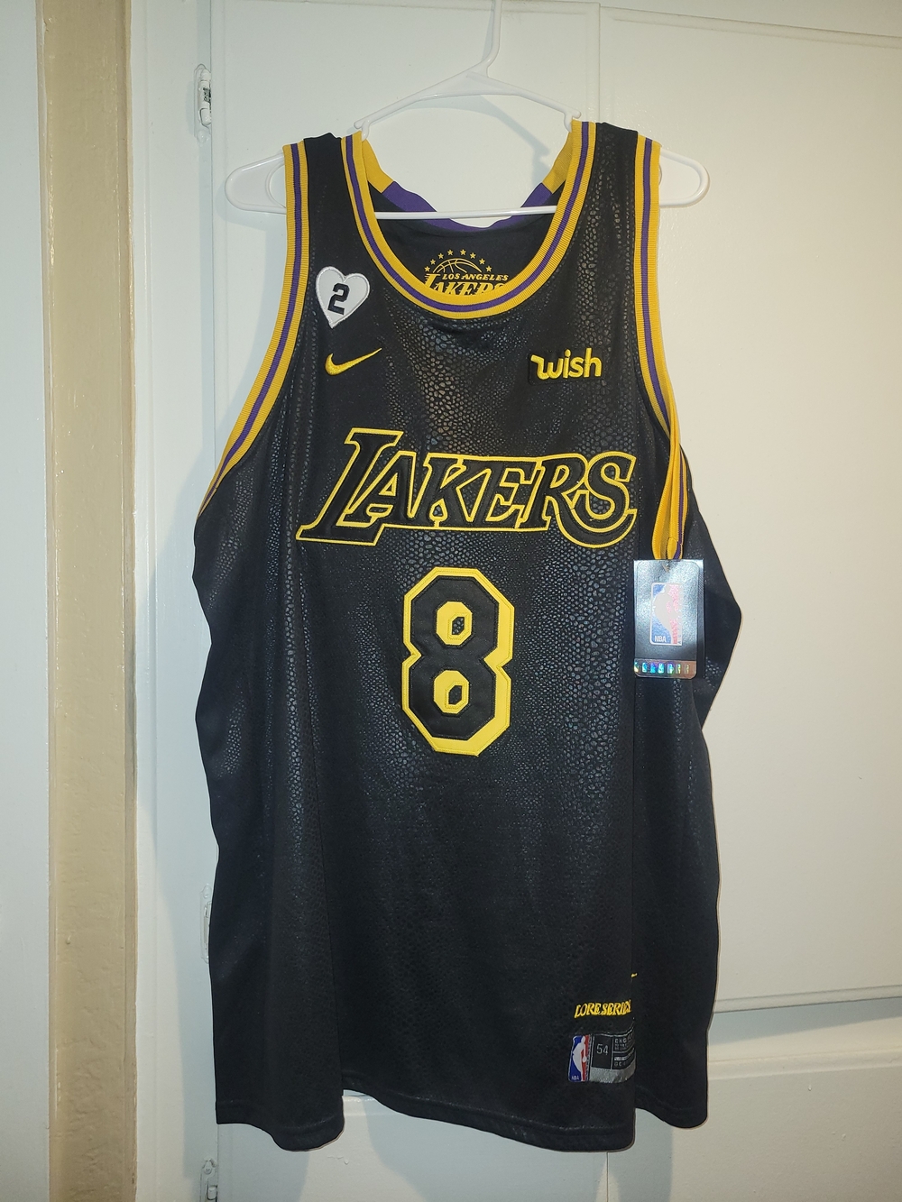 Nike Los Angeles Lakers Black and Gold Jersey #8